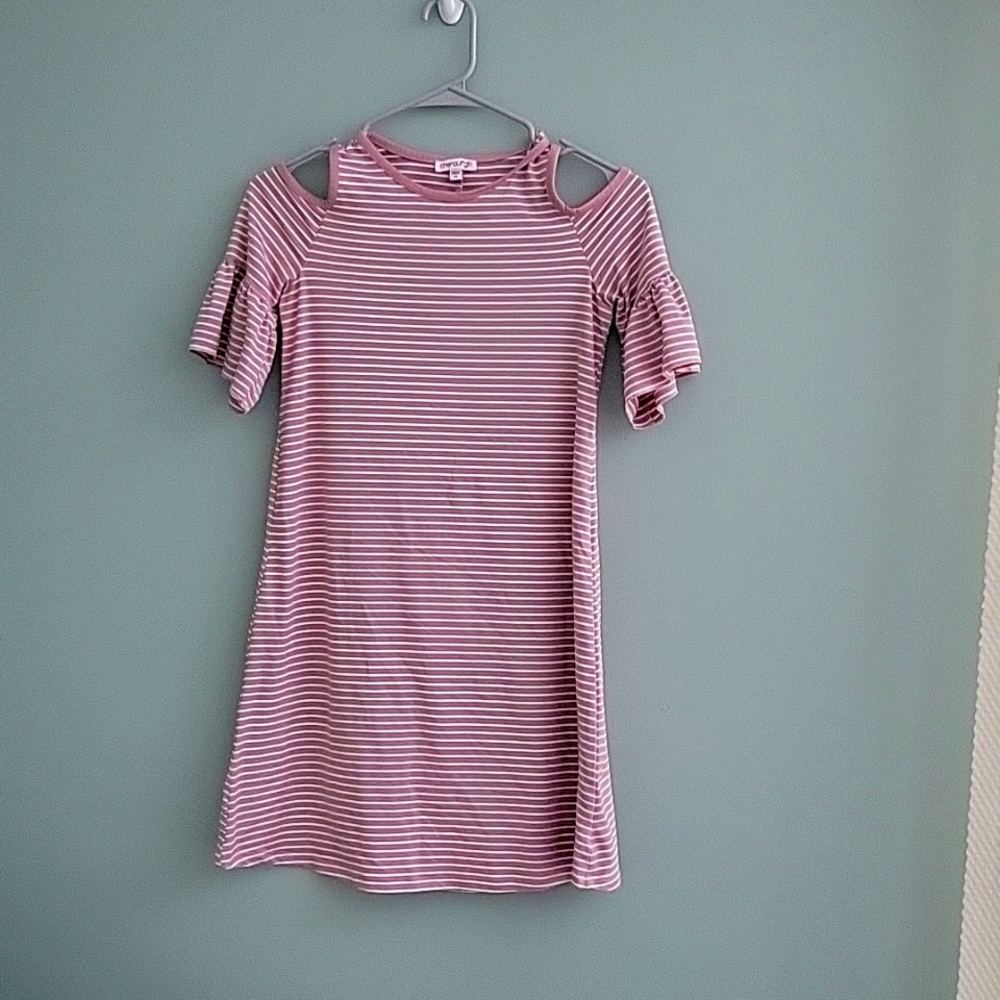 Chenault girl brand, mauve/white cold shoulder dress, girls size 12